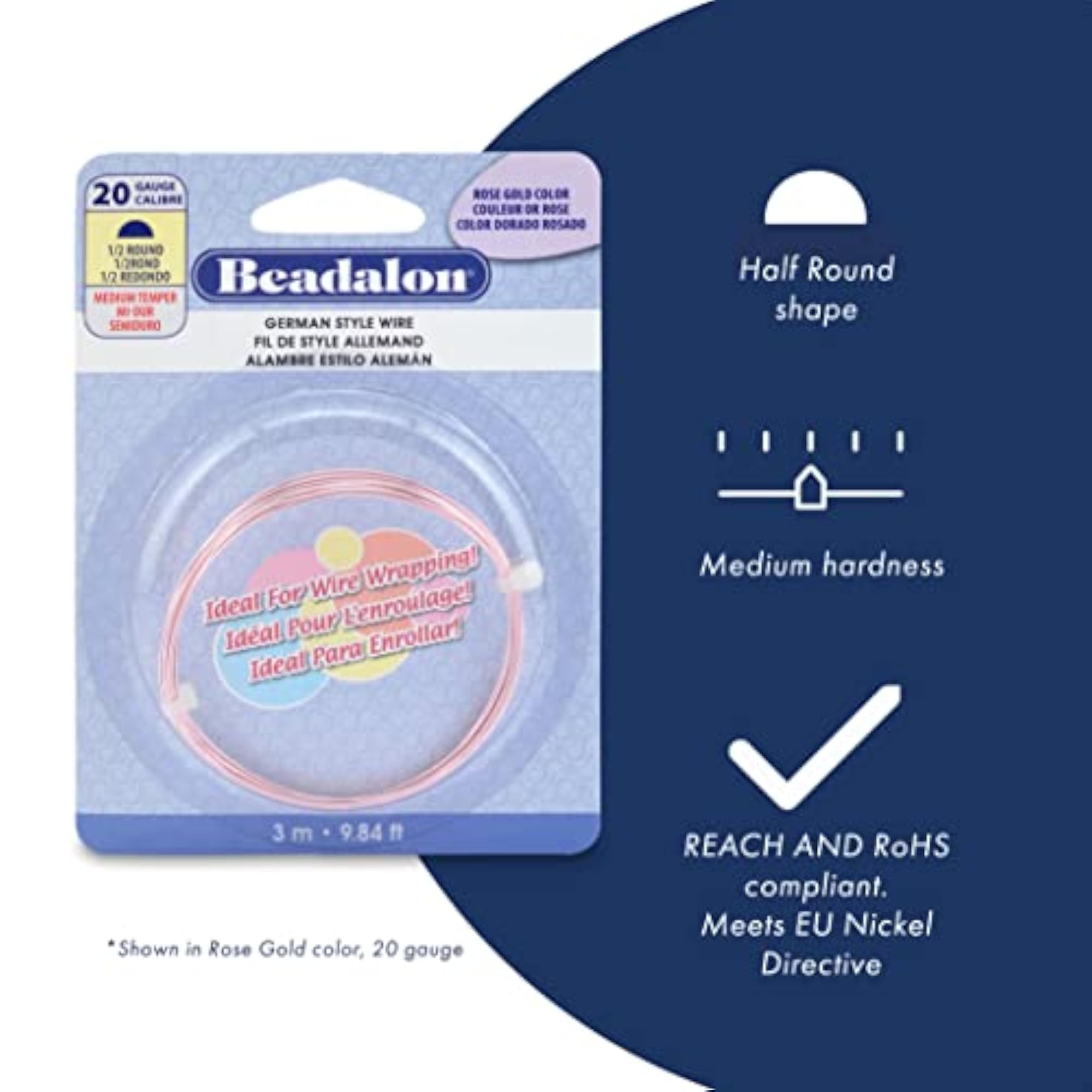 Half Round Tarnish Resistant Silver Plated 20-Gauge Wire